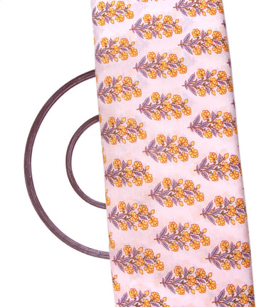 White Colour Floral Print Cotton Fabric